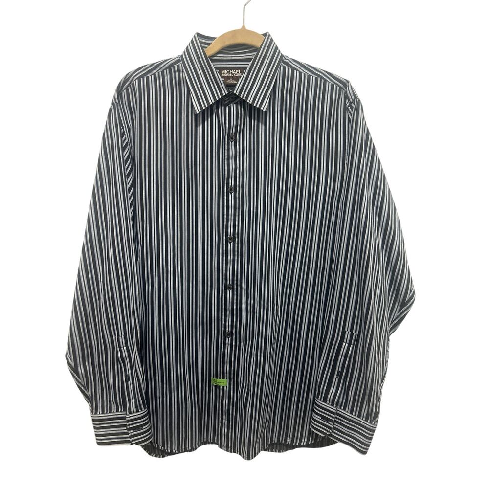 Michael Kors Men's 100% Cotton Button Down Dry Cleaned Striped Dress Shirt XL